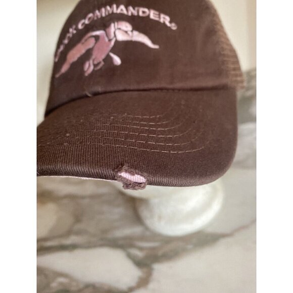 Duck Commander Dynasty Mesh Back Trucker Women's Pink Brown Cap Hat Distressed - Picture 2 of 8